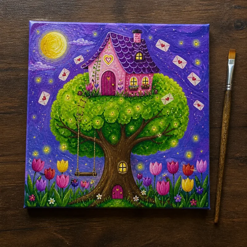 Whimsical acrylic scene example
