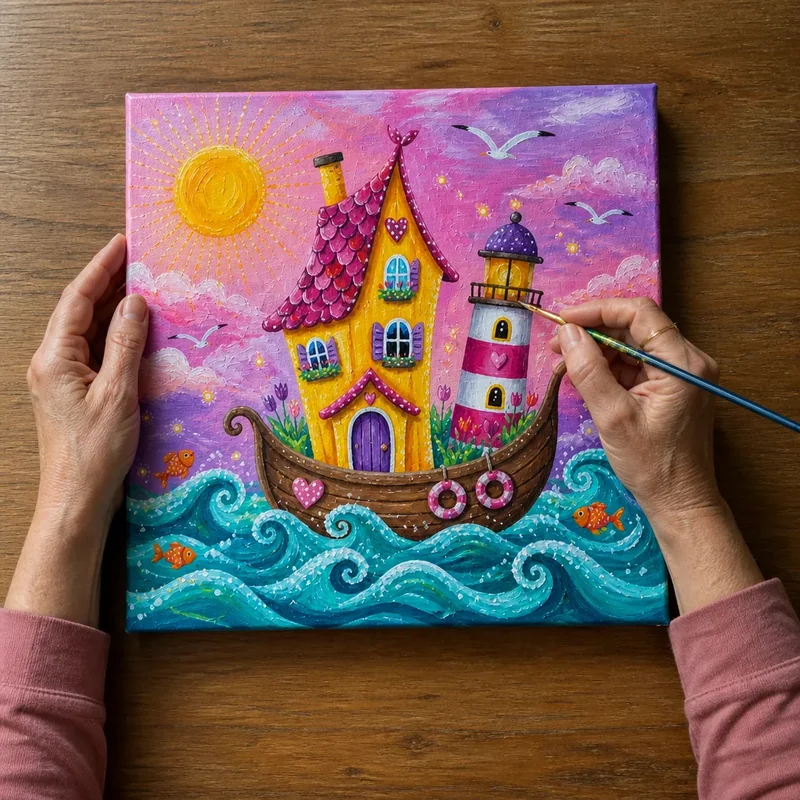 Whimsical acrylic scene 3
