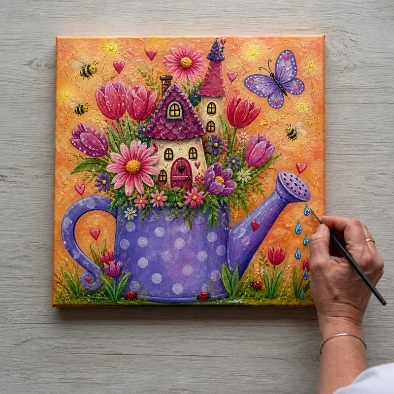 Whimsical acrylic scene 4