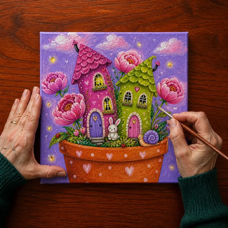 Whimsical acrylic scene 6