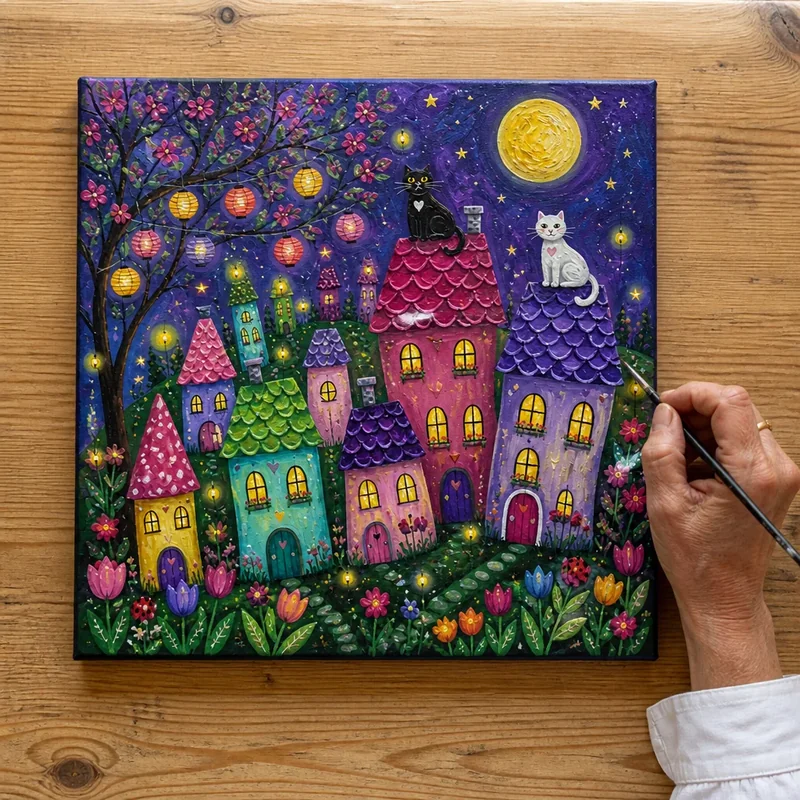 Whimsical acrylic scene 7